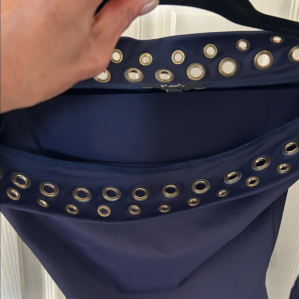 Navy Blue Women's Studio F Top‎ with Grommet Detail - Picture 4 of 4